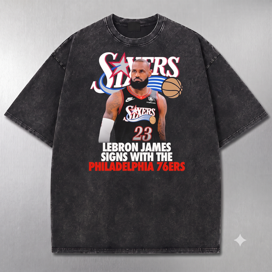 Philadelphia Basketball James 23 Front and Back Graphic T-Shirt