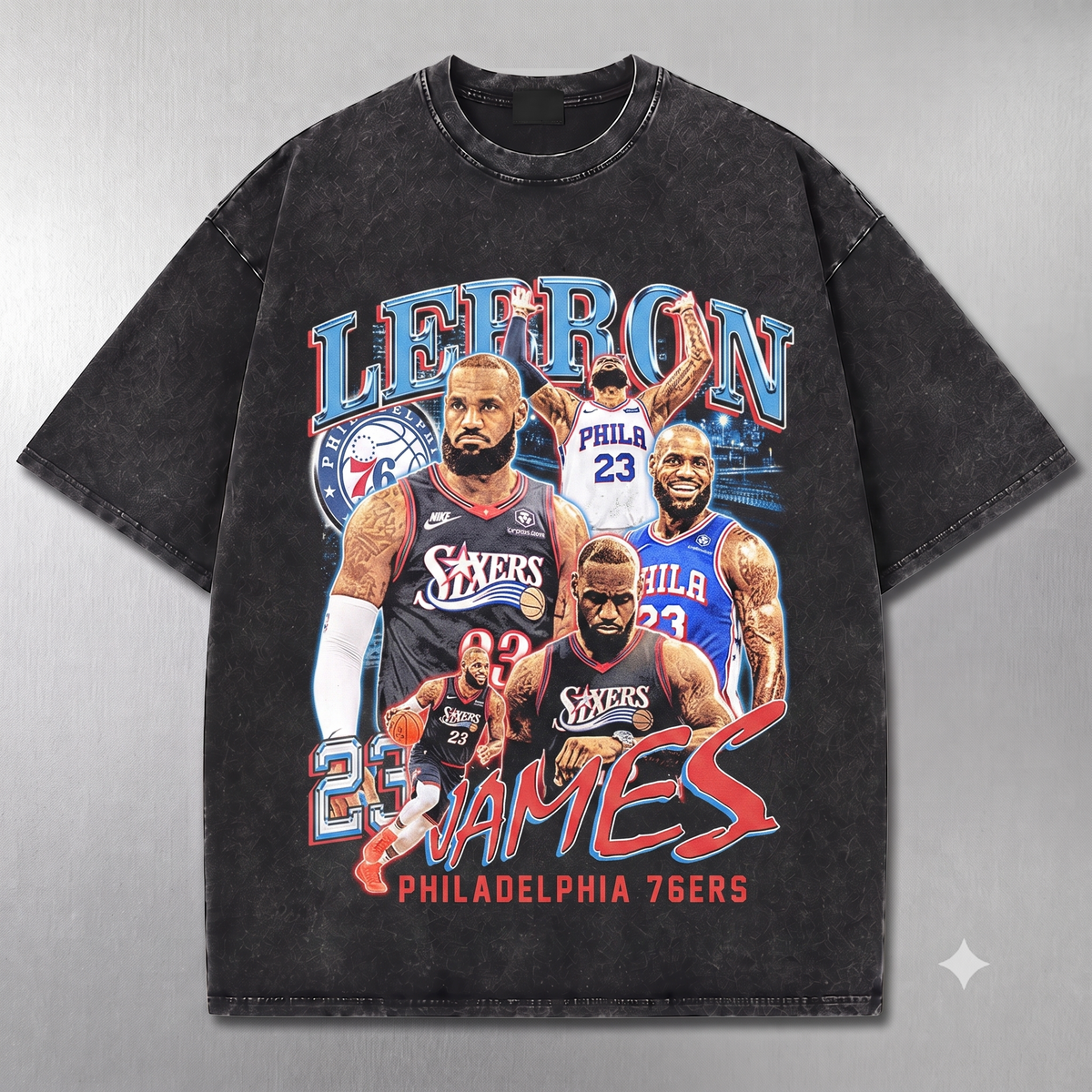 LeBron James #23 Philadelphia Vintage Washed Oversized T-Shirt