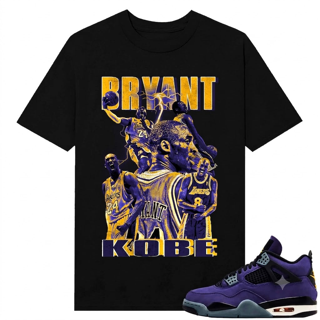 Lakers 4s Sneaker Match Tees Black Kobe Bryant