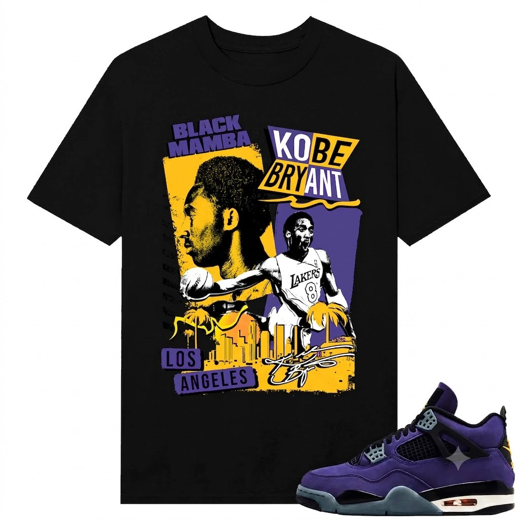 Lakers 4s Sneaker Match Tees Black LA Kobe
