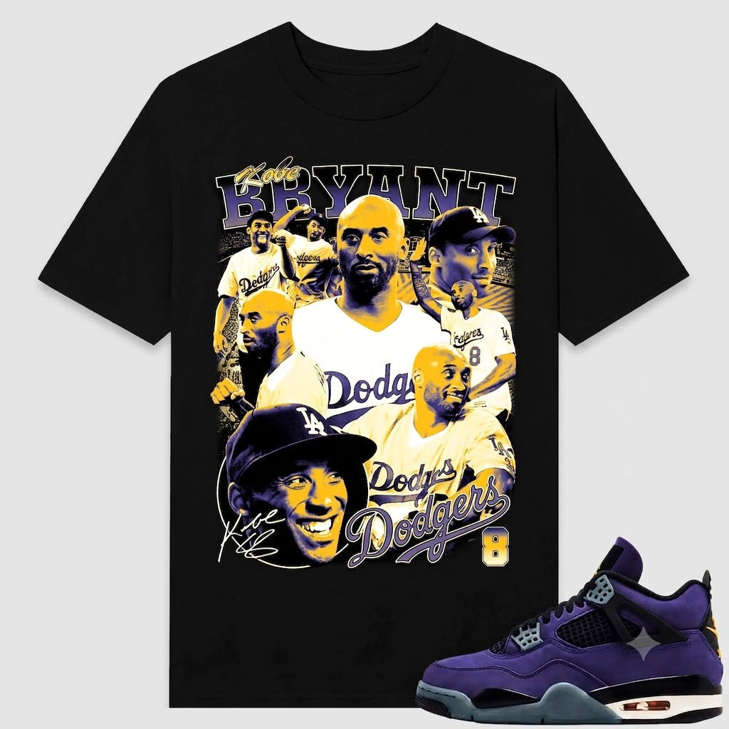 Lakers 4s Sneaker Match Tees Black Kobe Dodgers
